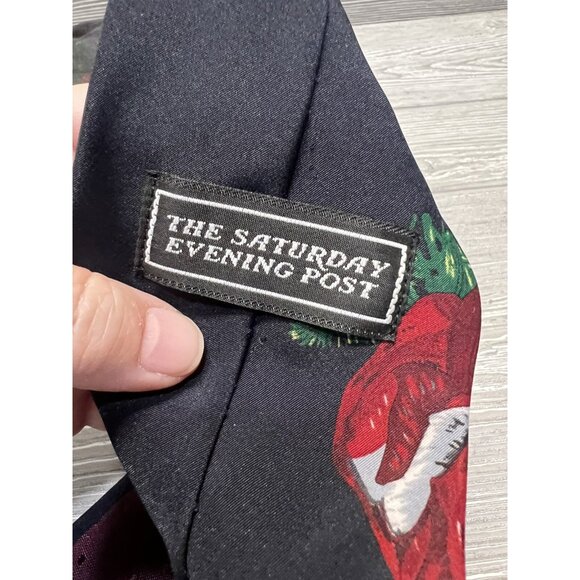 Vintage Christmas Saturday Evening Post Silk Neck Tie Santa & Dog 1996 Canada - Picture 5 of 8